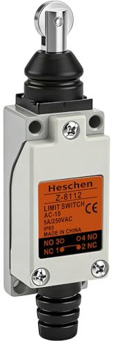 Heschen Gränsomkopplare Z-8/112 parallell rullkolv innesluten NO + NC momentär 250 VAC 5A CE-listad IP65