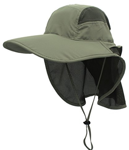 gg st Sonnenhut Herren Damen UPF 50+ Outdoor UV Summer Cap mit Nackenschutz Hiking Fischerhut Strand Faltbar Safari Buschhüte Mesh Hat, Armeegrün