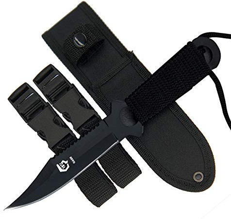 Gasher Cuchillo de Buceo Correas para Las piernas y Vaina, Razor Sharp - Equipo de Buceo Ligero para Pesca de Lanzamiento, esnórquel, Caza, Rescate y Deportes acuáticos