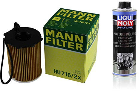 MANN-FILTER Ölfilter HU 716/2 x + 2427 Pro-Line Motorspülung