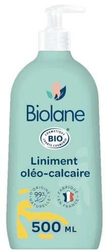 BIOLANE - Liniment Oléo-Calcaire Bébé Bio - Nettoie et protège - 500ml | Sans Rinçage, Hydrate le siège, Peaux Sensibles, 99% d’Origine Naturelle, Dès la naissance, Frabriqué en France