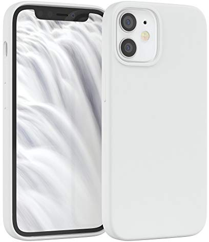 EAZY CASE Premium Silikon Handyhülle kompatibel mit iPhone 12 Mini Slimcover mit Kameraschutz und Innenfutter, Silikonhülle, Schutzhülle, Bumper, Handy Case, Hülle, Softcase, Weiß