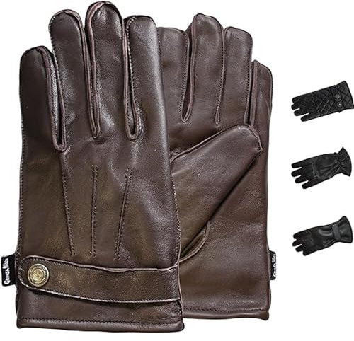 German Wear Herren Lederhandschuhe Lammnappa Handschuhe aus echtleder winter Handschuhe Trendgl-8 Braun - 11=2XL Handumfang 28cm