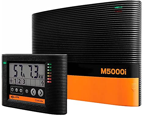 Gallagher Weidezaungerät/Netzgerät M5000i (230V) - Elektrozaun für Bullen, Pferde, Rinder, Schafe, Rehe & Hirsche, Schweine, Wildschweine, Wölfe, Ziegen, Füchse - Geeignet für Weidezäune bis 300 km