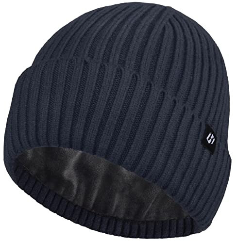 HASAGEI Strickmütze Damen Beanie Herren Damen Mütze Dicke Fleece Mütze Thermal Atmungsaktivem Unisex Cuffed Beanie Mütze Herren Weich Strickmütze Herbst Winter Stretch Wintermütze (Blau)