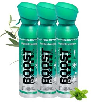 Rent syre på burk – MENTHOL EUCALYPTUS, 15L av 95% rent syre i bärbara 5L-burkar, vilket ger över 300 inandningar. Förbättrar Uthålligheten, den Mentala Skärpan och Prestationsförmågan