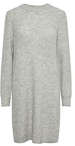 PIECES Pcellenes Noos BC-Vestido de Punto con Cuello Redondo, Gris Claro, XS para Mujer