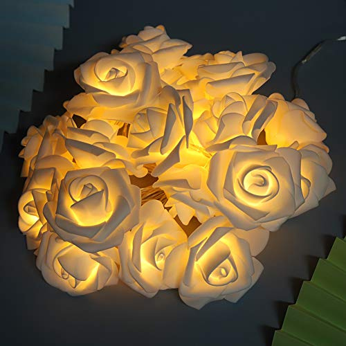 Yinhing Blumen-Lichterketten, 3 Meter 20 LED Künstliche Blumen-Lichterketten mit USB, Rosen-Lichterketten für Valentinstag, Hochzeit, Zimmer, Garten,