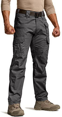 CQR Men's Tactical Pants, Water Resistant Ripstop Cargo Pants, Lightweight EDC Work Hiking Pants, Outdoor Apparel, Duratex Mag Pocket Charcoal, 36W x 30L
