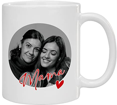 Geschenke 24 | Foto-Tasse Herzensmensch personalisiert | beidseitig mit Wunschfoto bedruckt | Kaffebeecher | Teetasse | 330ml | Keramikbecher (Mama)