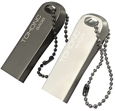 2 Pezzi Chiavetta USB 64GB, Impermeabile Pendrive 64GB USB 2.0 Metallo USB Flash Drive 64GB Memoria USB Stick per PC, Laptop, Computer, Auto, Smart TV, ecc (Argento/Grigio)