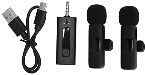 Kabelloses Lavalier-Ansteckmikrofon, 1 für 2 3,5-mm-Videoaufzeichnung mit Intelligenter Rauschunterdrückung, Clip-on-Mikrofon für YouTube-Interviews, Vlog, Livestream und Podcast