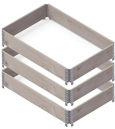 Upyard GardenBox Lot de 3 jardinières surélevées Modernes en Cadre de palettes - Plate-Bande surélevée modulaire en Bois Naturel pour Jardin et terrasse - Certifié PEFC - 120 x 80 x 58,5 cm - Gris