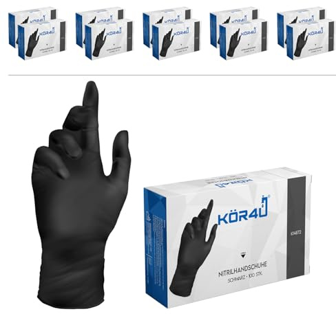 kör4u Nitril-Einweghandschuhe 1000 Stück, S, schwarz, puderfrei & latexfrei