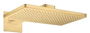 hansgrohe AXOR ShowerSolutions Kopfbrause 460/300 1jet, Brausearm, eckige Rosette, 35278250, Farbe: Brushed Gold Optic
