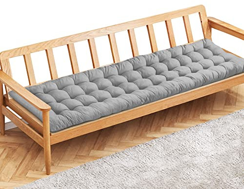 PLULON Graue Gartenbankauflage, 3-Sitzer-Gartenstuhlauflage, Veranda-Schaukelstuhlauflage, Sitzbankauflage, Matte, Möbelauflage für Garten, Terrasse, Rasen, Liegebank, 150 x 48 cm (grau)