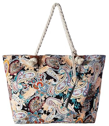 DonDon große Strandtasche XXL mit Reißverschluss - Umhängetasche Damen - große Badetasche für Urlaub vielseitige Shopper Tasche Damen für Strand Urlaub Must Haves Beach bag - Paisley