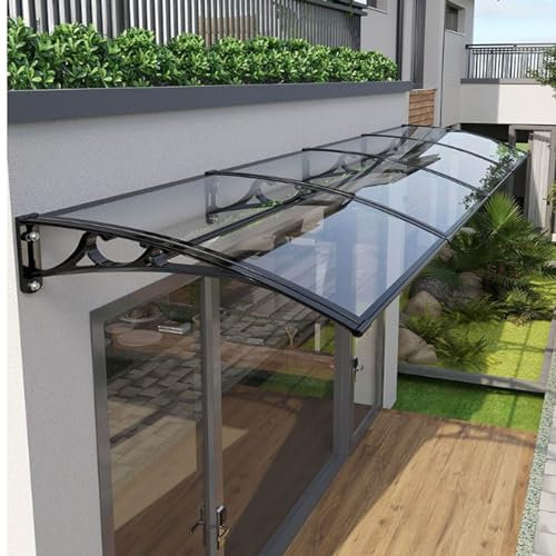 Vordach Hauseingang Draußen Überdachung Terrasse Haustürdach Sonnenschutz Regenschutz Türdach Vordach für Haustür Transparentes Polycarbonat (100X270cm/39inX106in,100cm)