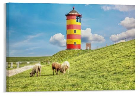 Schafe vor dem Leuchtturm，Puzzles für Erwachsene 1000 Teile, Klassische Puzzle für Erwachsene Teenager Freizeit Spaß Spiel Spielzeug Geeignet für Familie Freunde Dekorativ（38x26cm）-97