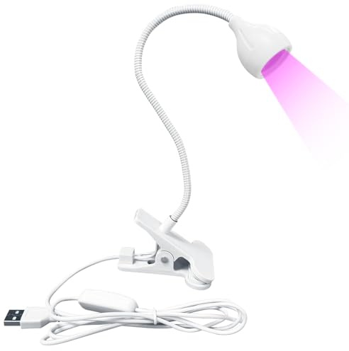 ASENTER 5W Lampe à Ongles UV Gel pose Capsules Americaine, pour Colles Vernis à Ongles en Gel, Mini Lampes de séchage pour le Durcissement de la Résine Utraviolette avec Clip Blanc
