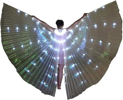 Baisdan Ägyptischer Bauchtanz LED Isis Wings Festival Club Light Up Show Ali LED Isis Wings mit Stöcken (weißer LED-Flügel (hinten offen)