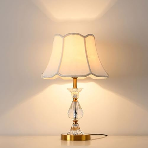 Mengjay Tischlampe aus Kristall,Nachttischlampe,Vintage Tischleuchte mit Stoffschirm,Fensterbank lampe Leselampe,Nachtlicht für Schlafzimmer, Wohnzimmer, Büro (ohne Leuchtmittel)