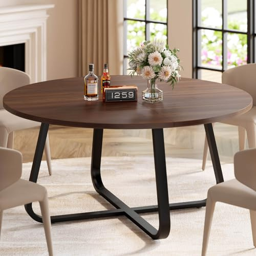 LVB Walnuss Esstisch Rund Esszimmertisch für 4 bis 6 Personen 130 cm