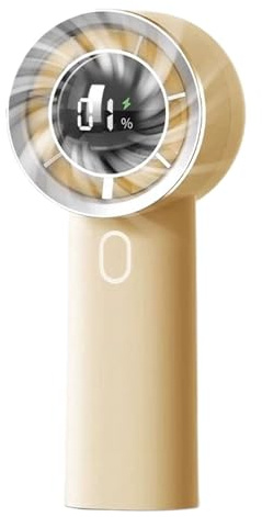 SUIOPPYUW Tragbarer Handventilator mit Hochgeschwindigkeitsventilator, wiederaufladbar über USB und Langer Akkulaufzeit, arbeitet leise. ABS Digitalanzeige, gelb 130