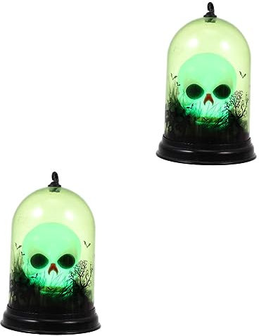 UKCOCO 2stücke Halloween Dekorative Lampe Tragbare Skull Kopf Laterne Für Partys Bars Und Zuhause Batteriebetrieben Material Gruselige Tischlampe Für Halloween Deko