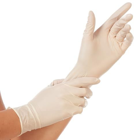 FRANZ MENSCH 1000 Stück Hygostar Latexhandschuhe Sense | puderfrei, natur, 7/S, L: 24cm, Karton, Einweghandschuhe, Latexhandschuhe,Putzhandschuhe
