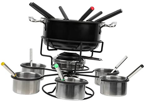 OKUMEYR Elegante Fornello per Fonduta Portatile in Acciaio Inossidabile Pentolame per Fonduta di Formaggio Sicuro per Luso Quotidiano