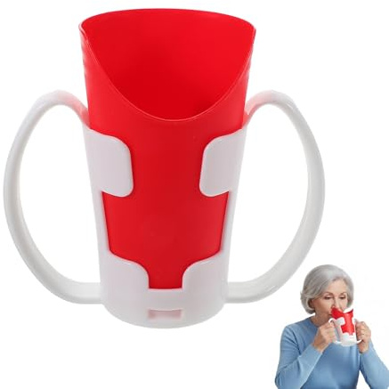 Healvian Gobelet À DéCoupe Nasale Avec PoignéEs Et Support Amovible Tasse Adaptative En Pp Pour Aide À La DéGlutition Des Personnes ÂGéEs Et RééDucation 4.76X2.91X2.91 Pouces