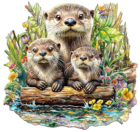 Jigfoxy Holzpuzzle Erwachsene, Otter Holz Puzzle Erwachsen, Wooden Puzzle, Einzigartiges Lernspielzeug in Tierform für Freunde der Familie L-34 * 32.6cm-250pcs