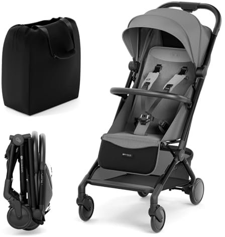 Kinderkraft PILOT 2 Kinderwagen, Liegebuggy, Sportwagen, Innovatives Klappsystem, Kleine Maße nach Zusammenklappen, Tragegurt, Filter UPF 50+, 5-Punkt-Sicherheitsgurten, Grau