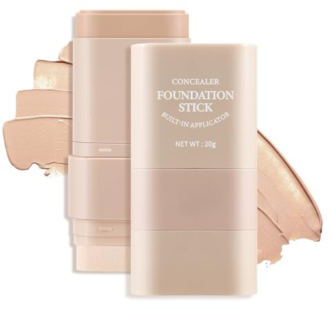 Apooliy 2 in 1 Foundation-Stift mit voller Deckkraft, feuchtigkeitsspendende, leichte Foundation, Make-up-Stift, integrierter Applikator, langanhaltender Creme-Concealer, natürliche Farbe