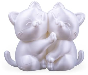 Cozy Snuggle Katzen Buchstützen 2er-Set – Deko für Bücherregal, niedliche Katzenfiguren links & rechts – Rutschfest & stabil – Geschenk für Katzenliebhaber, Kinder & Erwachsene (Weiß)