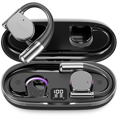 Sunity Ecouteurs Bluetooth sans Fil Sport, Ecouteur Sport HiFi Stéréo, Ecouteur Running avec Affichage LED pour iOS/Android-Noir