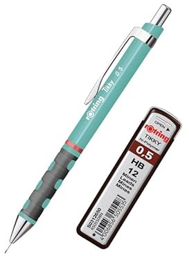 rOtring Tikky Pastell-Druckbleistift, 0,5 mm, Meeresblau, inkl. 12 HB-Minen, Komfortgriff, nachfüllbar, ausgefallener Schul- und Bürobedarf
