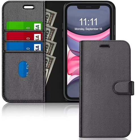 KK KENIK iPhone SE 2022 / SE 2020/7 / iphone 8 Wallet Case, Leather Flip Cover with Card Holder, Stand Feature, Magnetic Closure, Compatible with iphone SE 2022 / SE 2020/7 / 8 Black