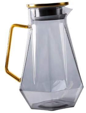 CONGARTENO Carafe Verre Haute Capacité pour Thé et Jus Pichet Transparent Verre Borosilicaté pour Usage Familial et Rafraîchissements