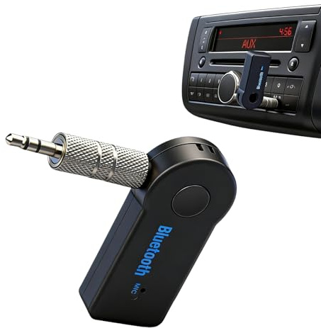 Ouitble Adaptateur Bluetooth de voiture 3,5 mm AUX Bluetooth 5.0 récepteur adaptateur microphone intégré avec batterie 55 mAh pour système audio de voiture, système stéréo, casque