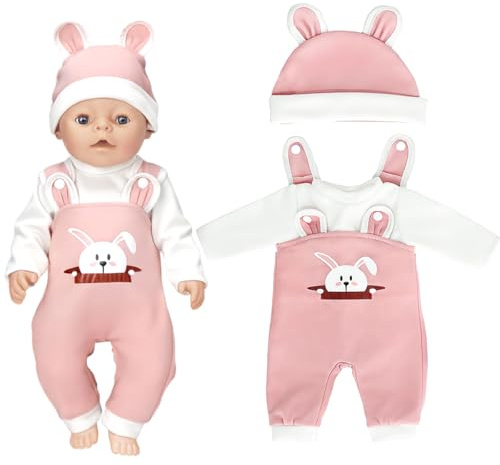 Puppenkleidung 35-43 cm, Kleidung Outfits für Baby Puppen, Puppenzubehör, Puppenkleider, Geschenke für Mädchen Kinder (Rosa)