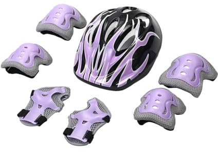 Gungtj Attrezzatura protettiva per pattinaggio, attrezzatura protettiva per bambini, casco regolabile per bambini e bambini, kit per baseball, hockey, skateboard, breakdance, bici, sport all'aria