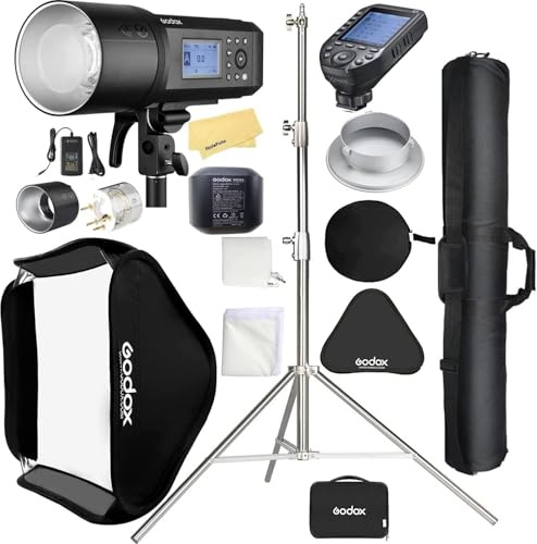 Godox AD600 Pro AD600Pro Outdoor Flash with XProII-S Flash Trigger for Sony Cameras+Softbox 80cmX80cm /32X32+2.8M Heavy Duty Light Stand and Carry Bag,with Li-ion Battery HSS 1/8000s Strobe Light