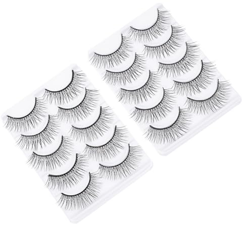 Gatuida 10 Pairs Natural False Lash Fake Eyelashes Thick Volume Dense Eyelash Extension Supplies for Eye Makeup Look Soft Wispy Lashes