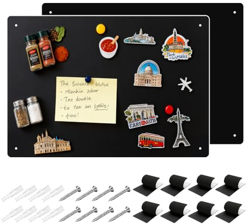 Wxeadu 2 pièces Tableau Magnetique Mural Noir 43 X 30 X 0.06cm, Tableau Aimanté Mural, Plaque Aimantée pour Afficher des Notes et des Photos, Plaque Magnétique pour Bureau, Cuisine, Réfrigérateur