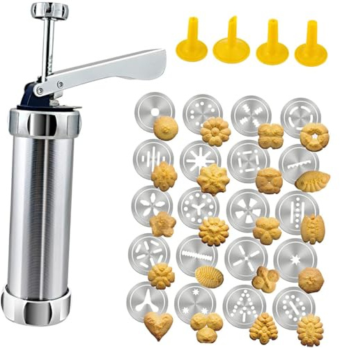TOYANDONA Multifunctional Cake Decorating Kit with Aluminum Cookie Press Discs Easy-Clean Piping Gun for Cupcake Filling Injection and Cookie Pattern Baking Home Kitchen Baking Tools
