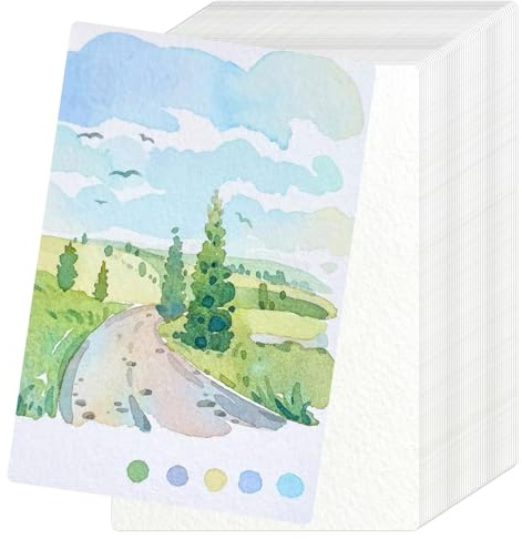 Aquarellpapier 300g/m² 50 Blatt Kaltgepresst Weißes Aquarell Papier Malpapier zum Malen für Aquarell Acryl Zeichnen Malen Studenten Anfänger Künstler (18×13cm)