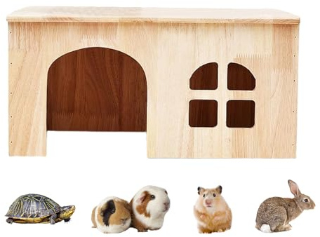 Hasenhaus Aus Holz – Hasenhaus Für Den Innenbereich, Haustierkäfig Aus Holz Mit Fenstertür – Belüftetes Kleintierhaus | Für Hamster, Rennmäuse, Chinchillas, Igel, Frettchen, Die Sich Ausruhen Und Schl