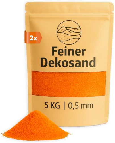 Deko-Sand orange 10 kg - Feine Dekosteine für Vasen, Gläser, Tischdeko & Floristik